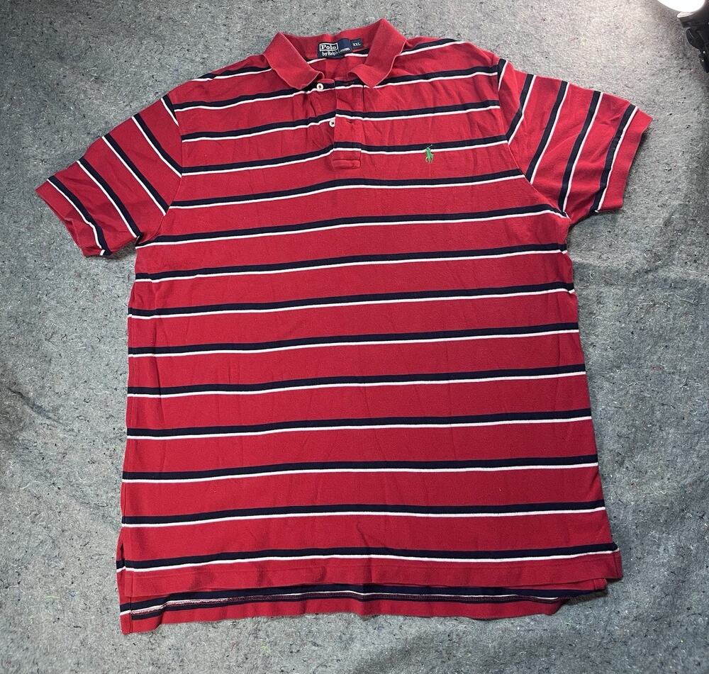 Vintage Polo Ralph Lauren Multi-Color Striped Polo Shirt XXlBlack,White, Red